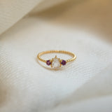 Alaina Moonstone and Garnet Ring