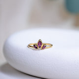 Trident Rhodolite Garnet Ring