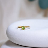 Half Pavé Peridot Ring