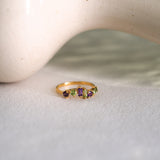 Assymetrical Amethyst and Peridot Ring