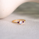 Alaina Moonstone and Garnet Ring