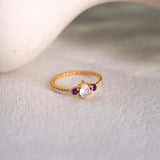 Alaina Moonstone and Garnet Ring