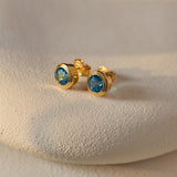 Azure Swiss Blue Topaz Stud Earrings