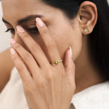 Half Pavé Peridot Ring