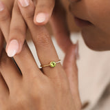 Half Pavé Peridot Ring