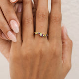 Assymetrical Amethyst and Peridot Ring