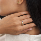 Assymetrical Amethyst and Peridot Ring