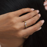 Assymetrical Amethyst and Peridot Ring