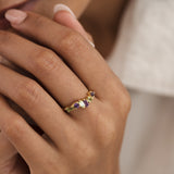 Assymetrical Amethyst and Peridot Ring