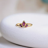 Trident Rhodolite Garnet Ring